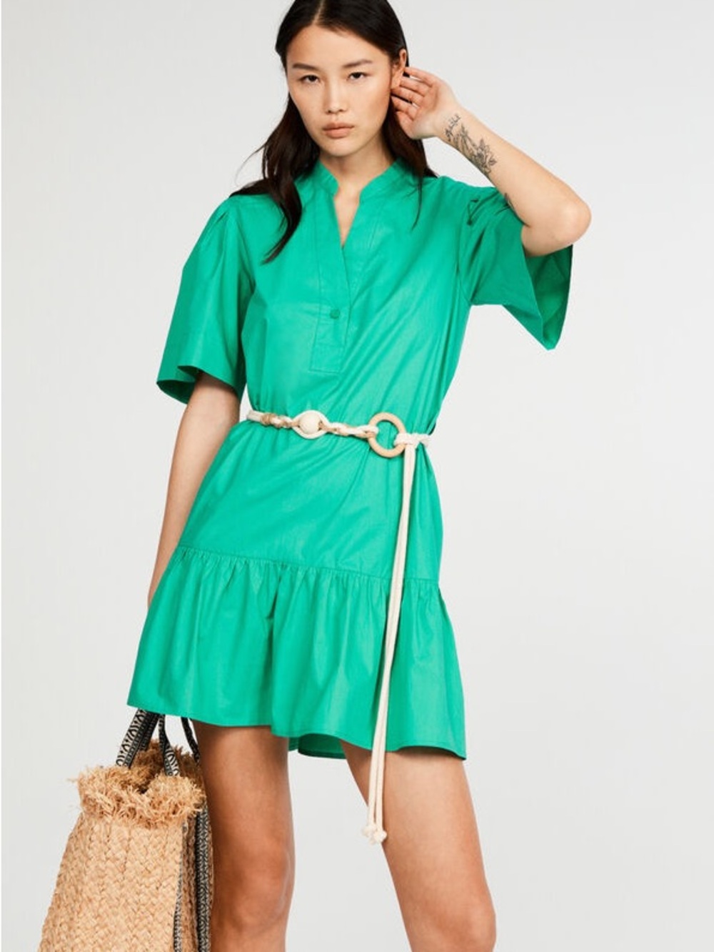 Women’s Short Sleeve Mini Dress in Green